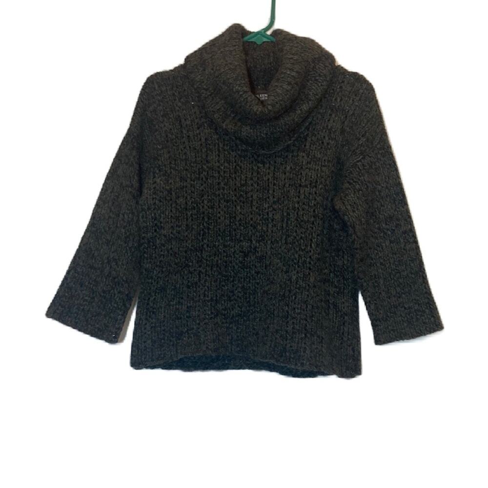 Eileen Fisher Turtleneck Green Wool Nylon Cashmere Chunky Knit Sweater SP